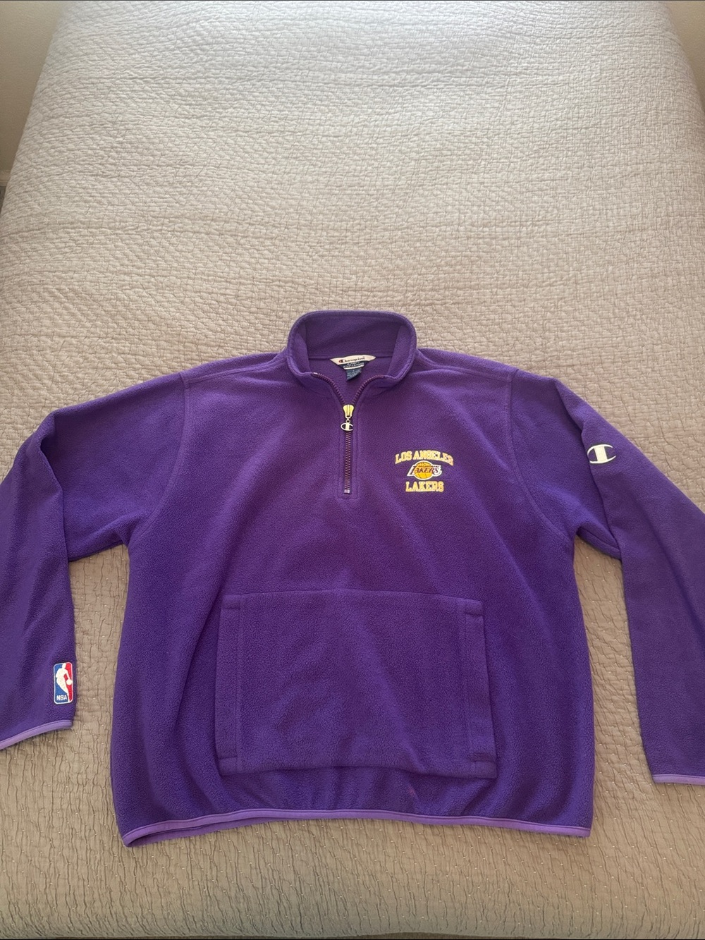 Vintage Champion NBA Los Angeles Lakers Quarter Zip Fleece Pullover Jacket